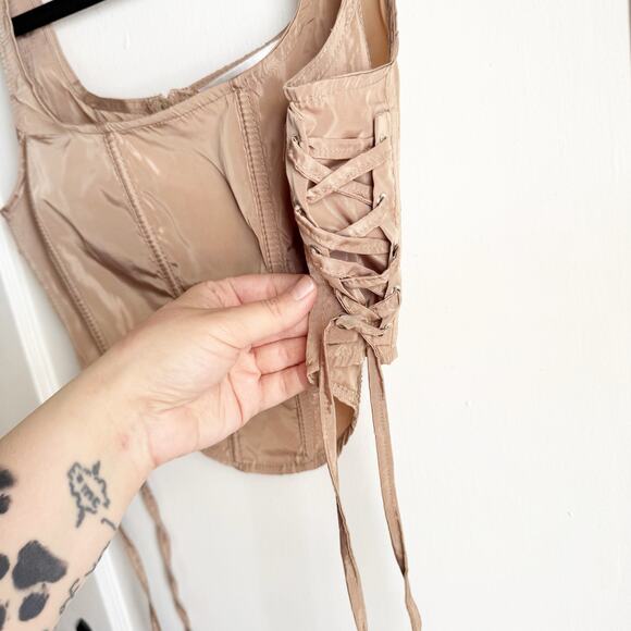 Halfheart Side Lace Up Bustier Crop Going Out Top Sexy Renaissance Feminine M - Picture 4 of 8